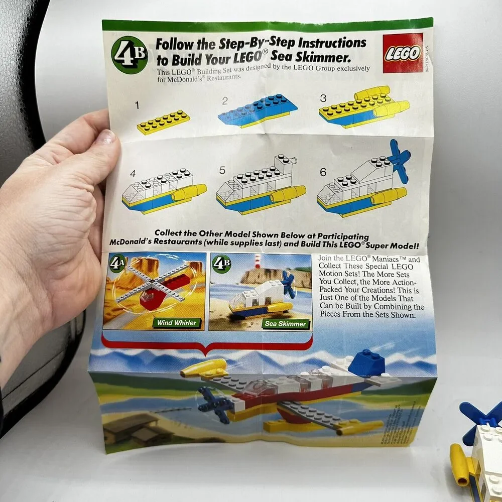 Vintage 1980s McDonalds Happy Meal LEGO Basic: Sea Skimmer (1649) With Guide